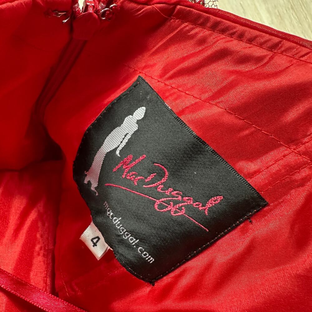 Mac Duggal Red Strapless Embellished Sequin High Low Formal Evening Gown Dress 4 - Picture 10 of 16